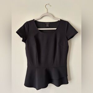 Ann Taylor Black Fitted Peplum Blouse